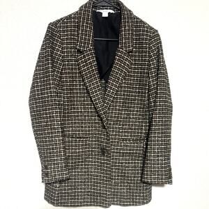 Oversized Houndstooth Blazer Jacket Old Navy Brown Two Button Women’s Small